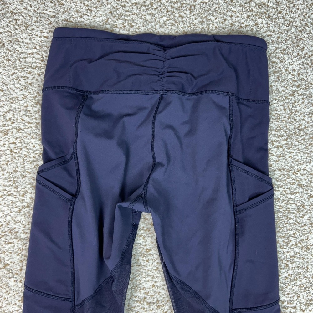Lululemon Pants Womens 8 Blue Ankle Leggings Mesh Pockets Running Gym Workout - Picture 12 of 14